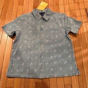 Denim&Co Light Blue Floral Zip Down Shirt or Jacket cottage romantic